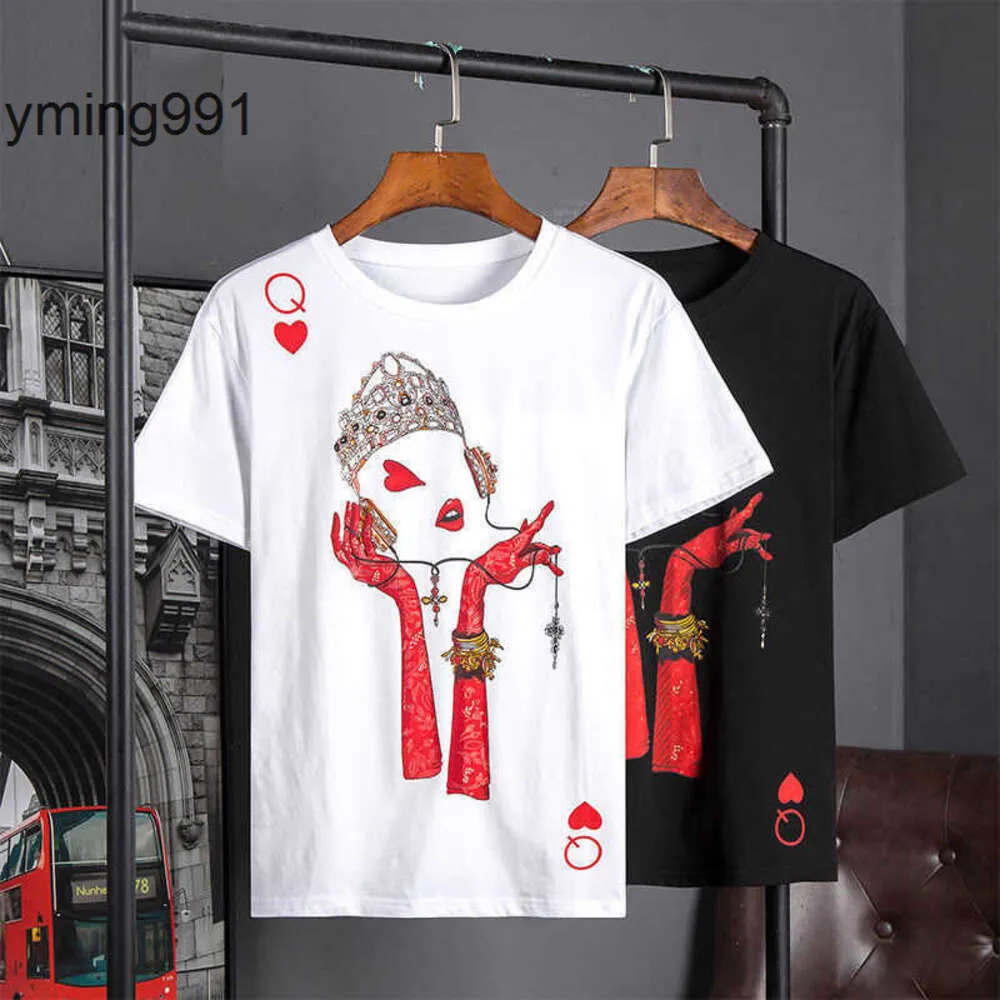 dg dolce gabbana Вы T-shirt da uomo Queen Heart Print Pullover T-shirt a maniche lunghe in cotone estivo Felpa con collo rotondo Quick ryin breat