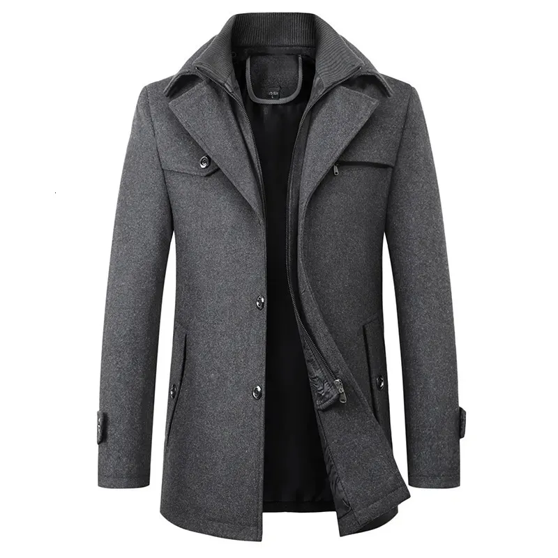 Casaco de lã masculino mistura outono e inverno de meia-idade e idosos elegante casaco de lã de alta qualidade e atmosférico casaco de lã longo e grosso 231025