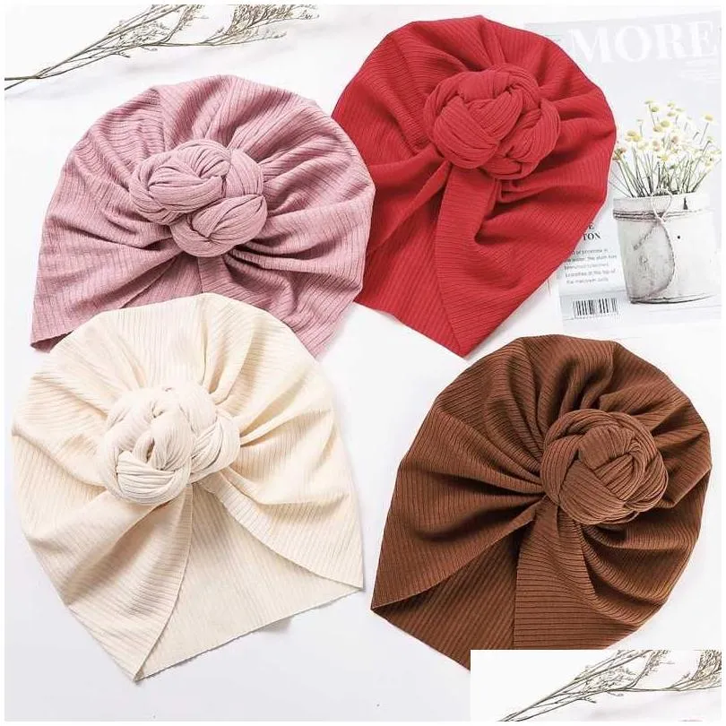 Haarschmuck Klassische Baby-Mädchen-Turban-Hüte Rib Indian Cap Rose Knot Beanies Kinder Sun Born 2023 R230608 Drop Delivery Kids Dhtdr