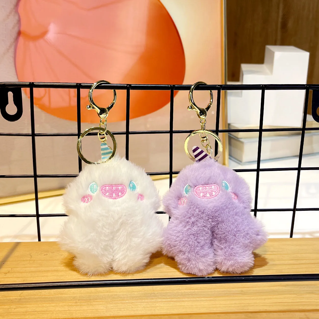 Cute Plush Monster Keychain - Adorable Cartoon Bag Charm, Car