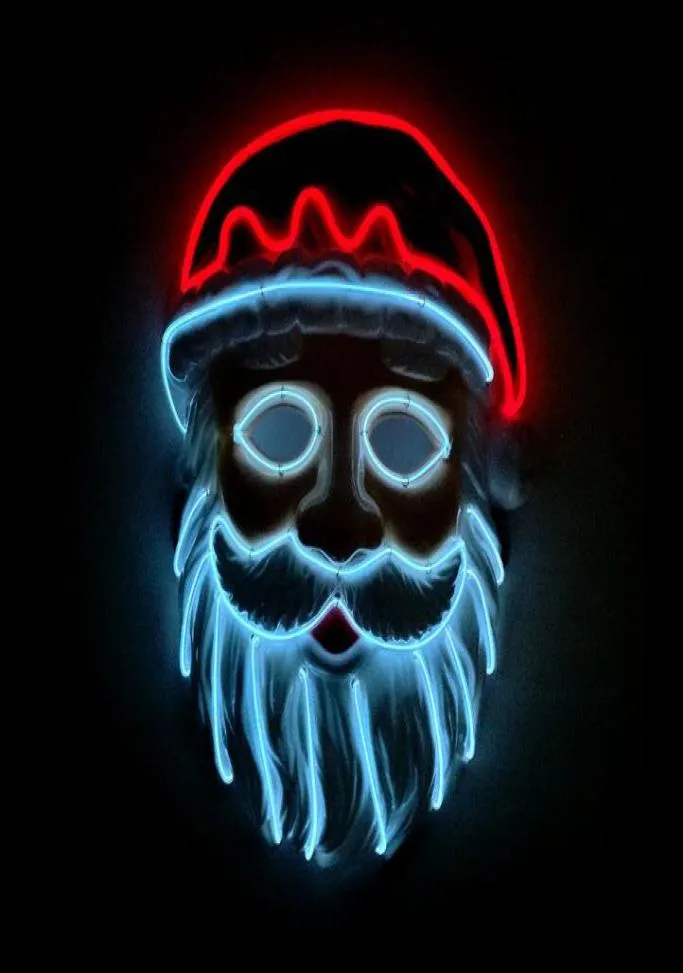 New Pattern The Cold Light Luminescence Mask Santa Claus Mask LED Masquerade Party Flash Of Light Mask2521426