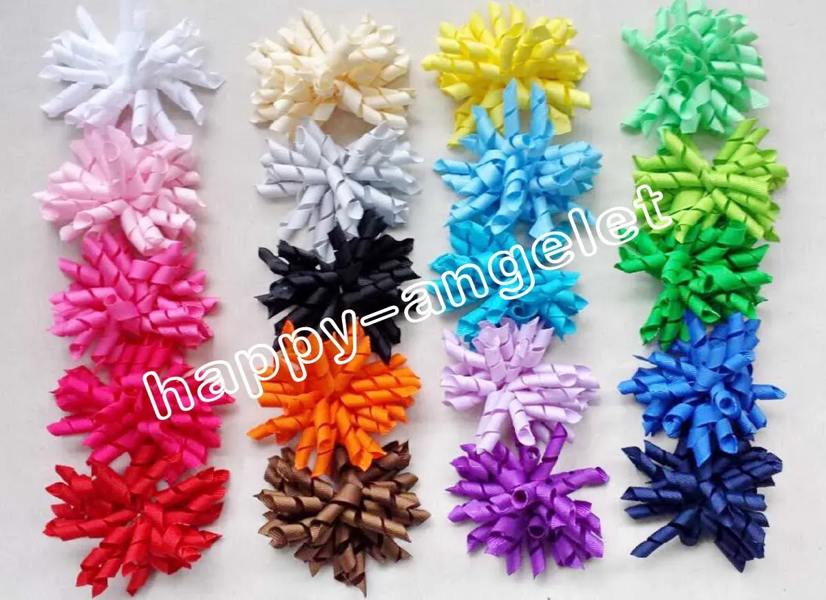 Children's Curly Ribbon Hair Bows clips Flowers Corker barrettes korker hair bobbles GYMBOREE style Hair accessories kids PD007