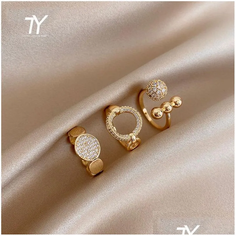 Bandringe Klassischer Zirkon Kreis Offener Ring für Frau Sexy Fingerzubehör Mode Koreanischer Schmuck Hochzeit Party Ungewöhnliche Ringe Drop D Otgcz