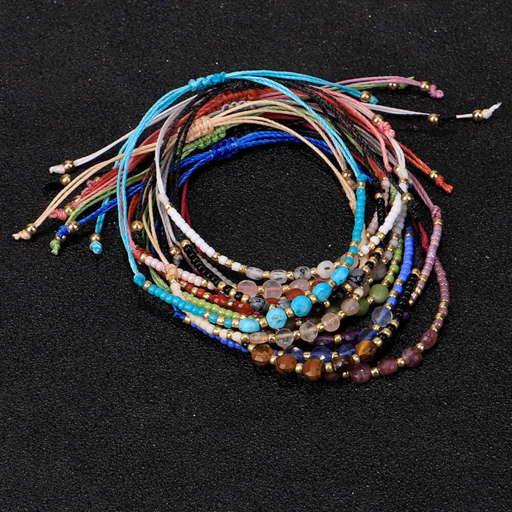 Neue Rocailles-Steinkugeln, Boho-Armbänder, handgefertigt, gewebt, 2 mm, bunte Kugelperlen, Vsco Mädchen-Freundschaftsarmbänder, geschliffene Steinperlen, Damen-Bundle, ästhetischer Schmuck