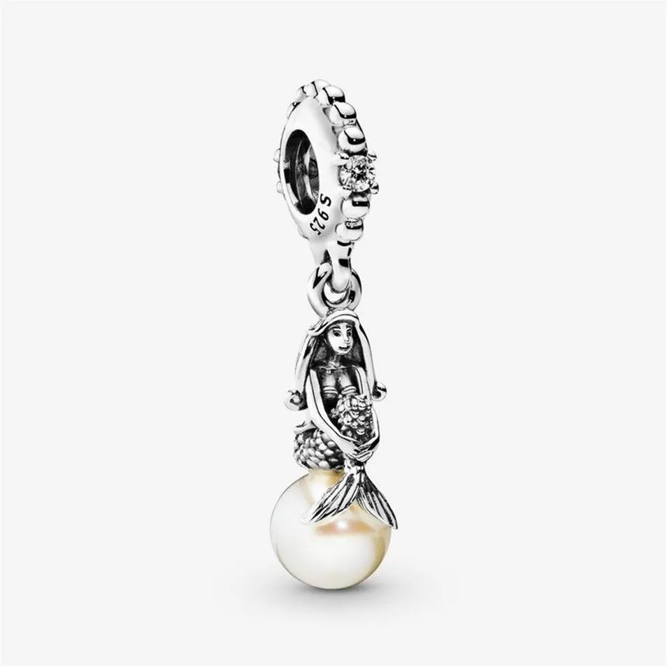 Breloque la petite sirène en argent Sterling 100% 925, adaptée aux bracelets à breloques européens originaux, bijoux à la mode, accessoires 298j