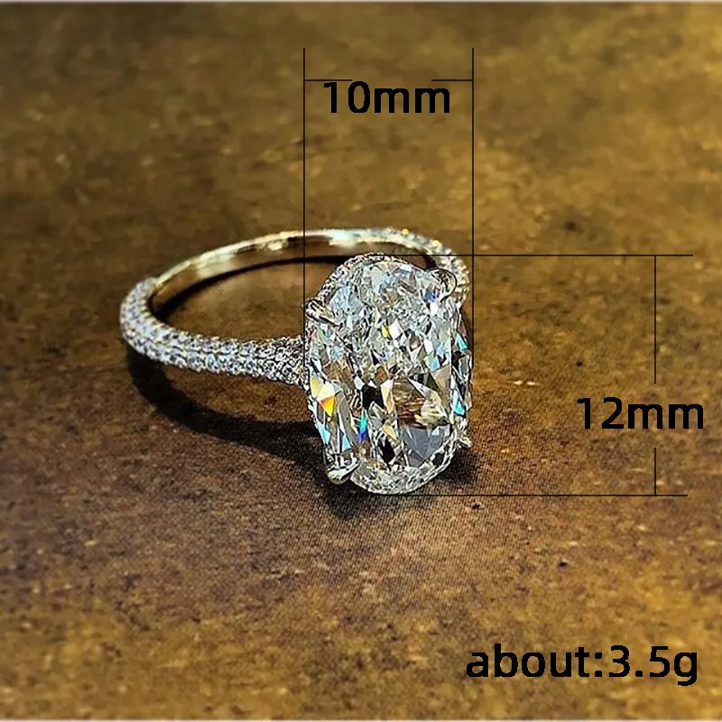 Vintage ovaal geslepen 4ct Lab Diamond Promise Ring Engagement Wedding Band ringen voor vrouwen sieraden