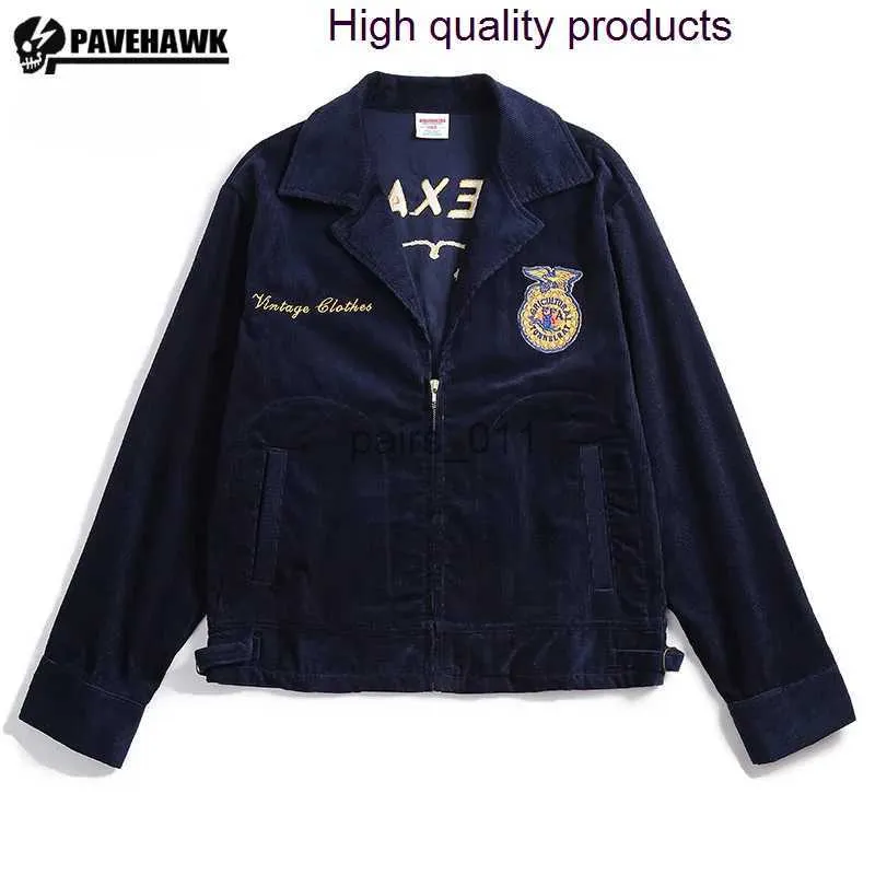 Retro Cargo Jacket For Men FFA Embroidered Corduroy Zip Up Retro Cargo Jacket For Men FFA Embroidered Corduroy Zip Up