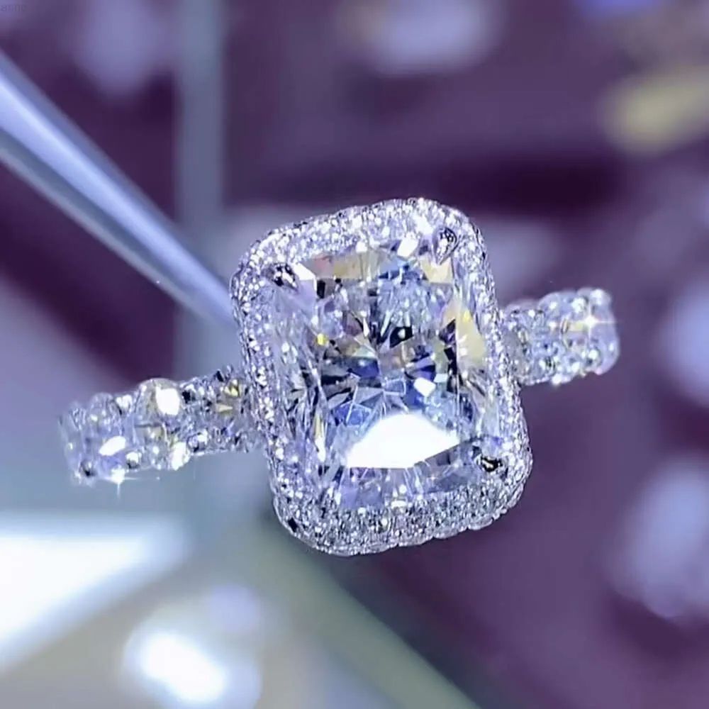 Bague de fiançailles en or massif 18 carats pour femme, ensemble de bijoux en diamant, bague Moissanite