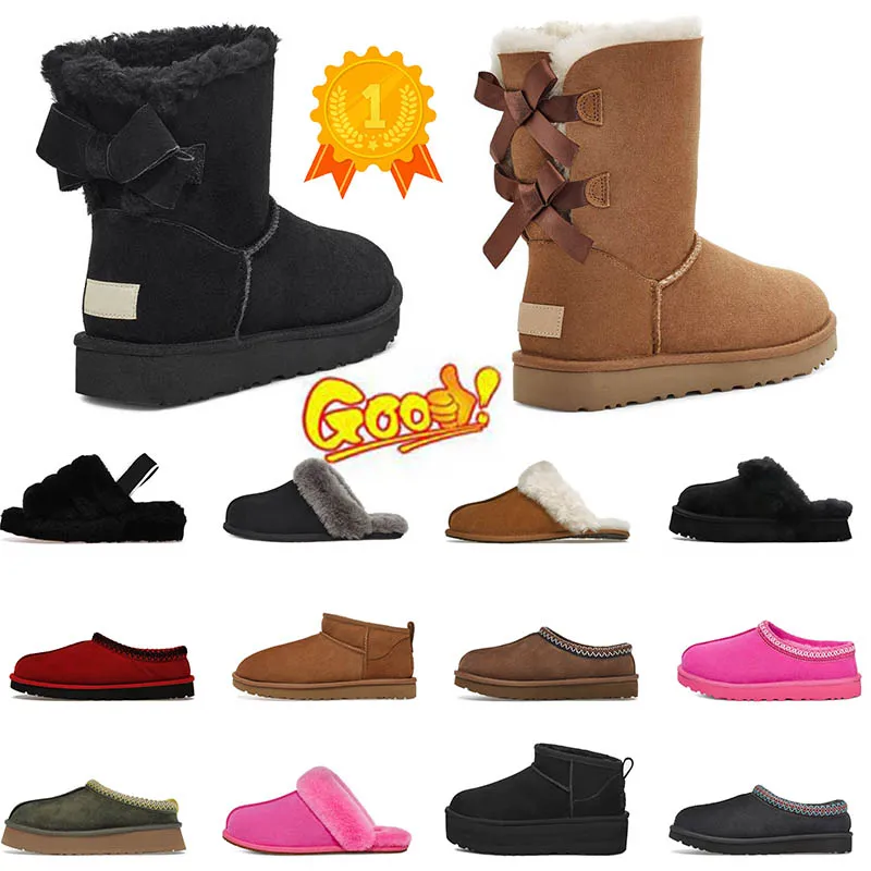 Designer Fluffy Snow Casual Bottes d'extérieur Mini Femmes Hiver Australie Tasman Plate-forme Botte Fourrure Pantoufle Cheville Chaussures De Laine En Peau De Mouton En Cuir Véritable Pantoufles Classiques