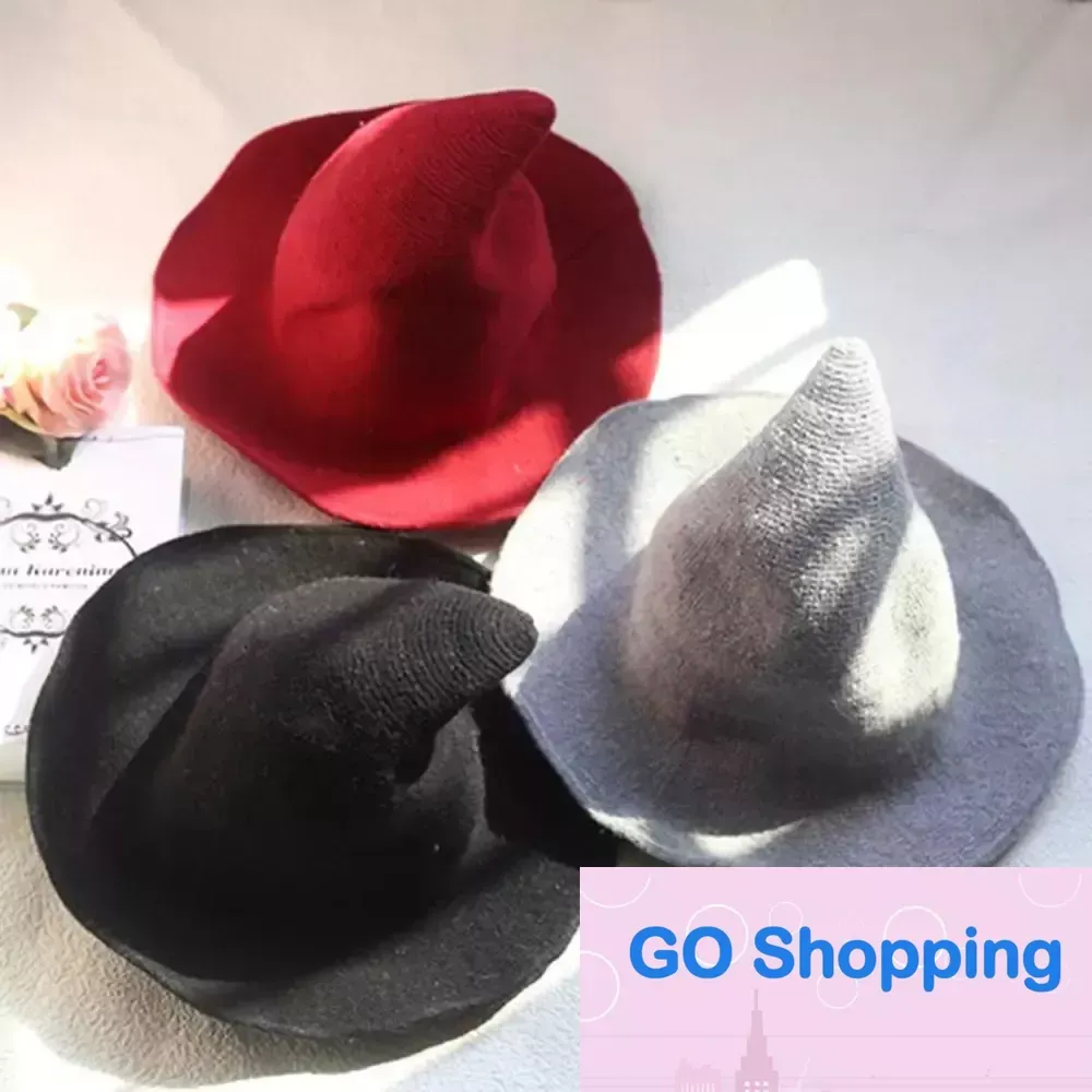 Top Halloween Witch Hat Diversified Along The Sheep Wool Cap Knitting Fisherman Hat Female Fashion Witch Pointed Basin Bucket