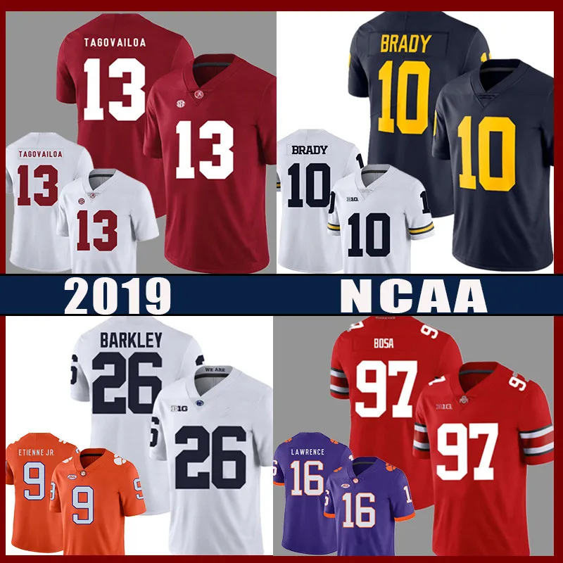 NCAA Ohio State Buckeyes 97 Nick Bosa 7 Dwayne Haskins Jr Maillot de football américain Tom Brady Saquon Barkley Tua Tagovailoa vrt5 212121