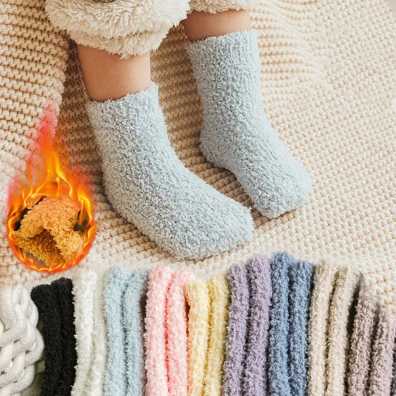 Kids Socks Winter Thick born Socks Coral Fleece Warm Kids Leg Warmers Girls Boys Toddler Soft Baby Autumn Anti-slip Children Plus Stuff 231025