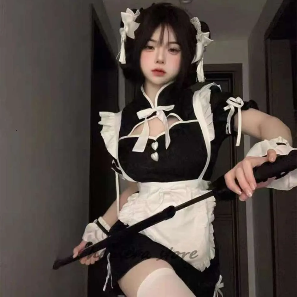 Cosplay Chinese Cheongsam Halloween Maid Dress Gothic Lolita servitris Rollspel Kostymer Kvinnor älskar live cosplay studentparty uniform
