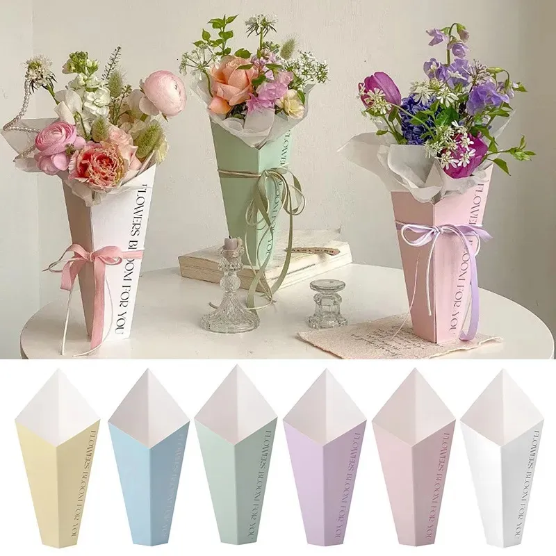 Cadeau cadeau 5pcs fleur papier d'emballage boîte-cadeau bouquet emballage sac fleurs papier emballage matériel graduation fournitures de fête de mariage 231025