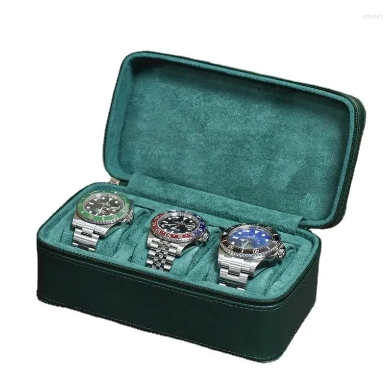 Scatole per orologi Organizzatore in pelle per gioielli da uomo Scatola di lusso Custodia per riporre 5 slot Orologi meccanici Display Cuscino regalo