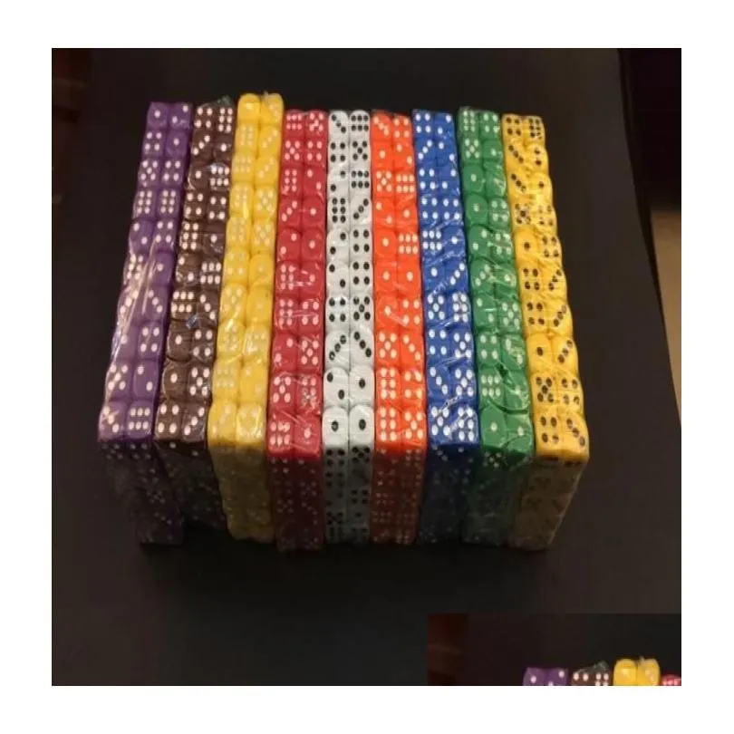 Gambing D6 12mm زاوية زاوية MTI الملونة الزخرفية الملحقات الملحقات ممتعة لعبة Mini Drink Games Cube Boson Toy Good R9653122 SP DH4X2
