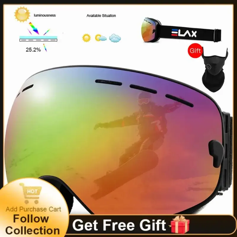 Óculos de esqui snowboard máscara snowmobile óculos de esqui de montanha óculos de esportes de inverno óculos de dupla camada ciclismo gafas 231024
