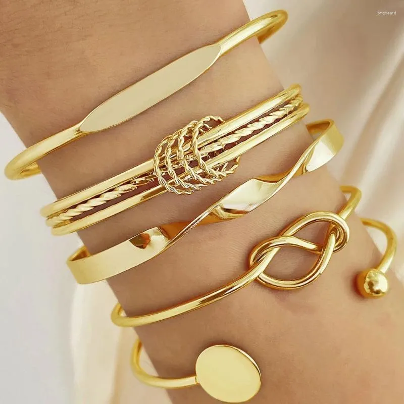 Braccialetti con ciondoli Design Bracciale in metallo per donna Uomo Colore oro Argento Cravatta intrecciata Punk geometrico Apertura braccialetto Gioielli di moda