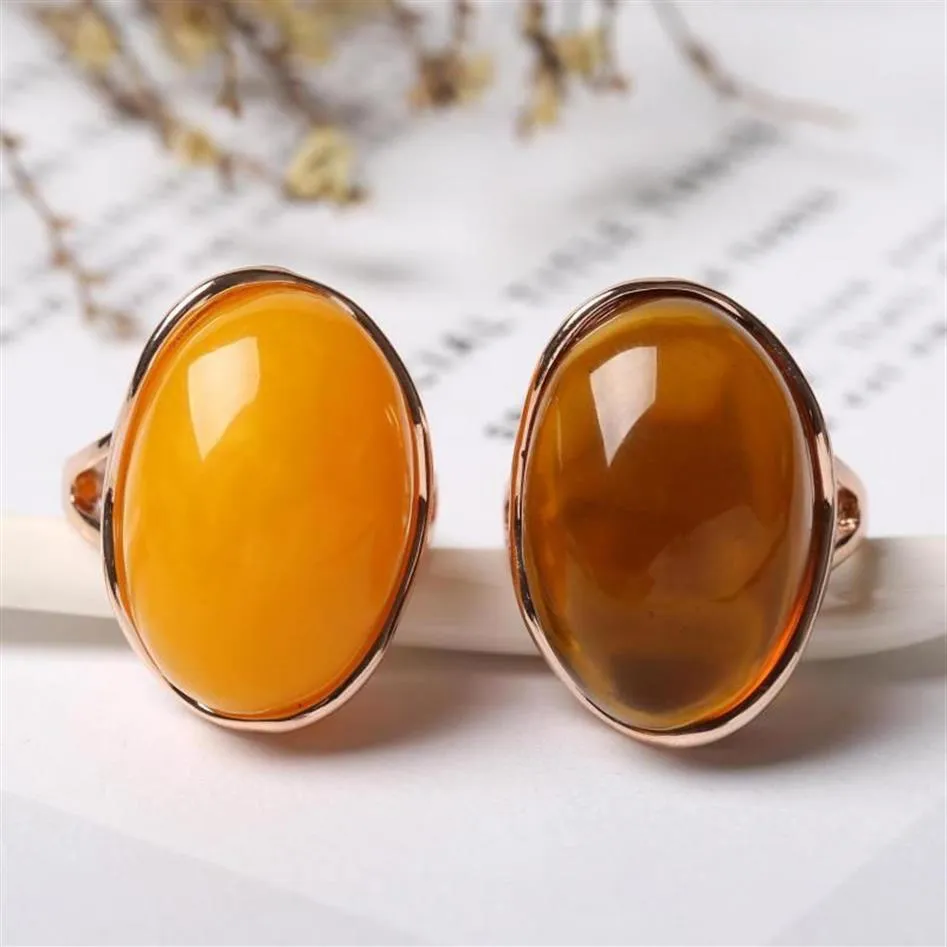 Cluster Rings Natural Baltic Amber Silver Ring Justerbar Mens Women Blood Fashion Jewelry Accessories Gifts Ladies Beeswax237E