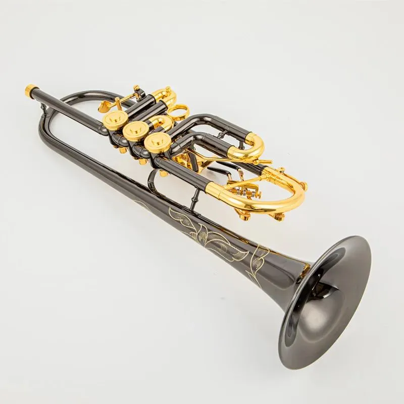 Áustria Schagerl Bb Trompete Válvula rotativa tipo B Chave plana de latão Instrumentos musicais de trompete profissional