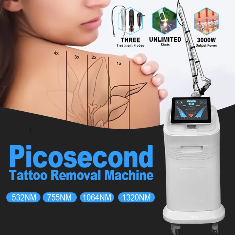 Picosekund tatuering avlägsnande av ärr ögonlinje fräknad födelsemärke ta bort q switched nd yag laser maskin ansikte vård hud blekning utrustning