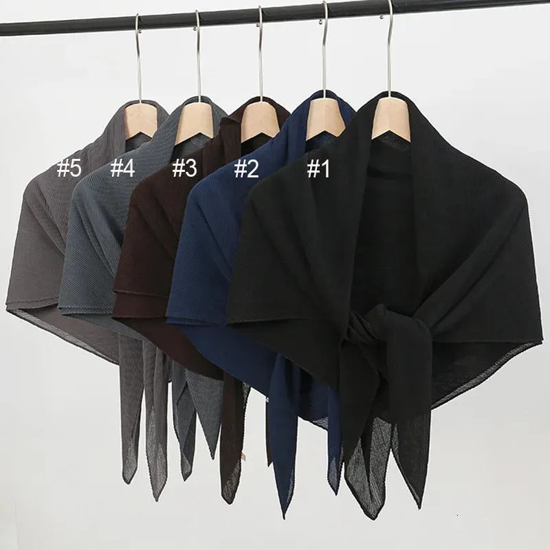 Scarves Plain Elastic Wrinkle Square Pleated Instant Scarf High Quality Shawls and Wraps Bubble Chiffon Stole Muslim Hijab 100*100Cm 231025