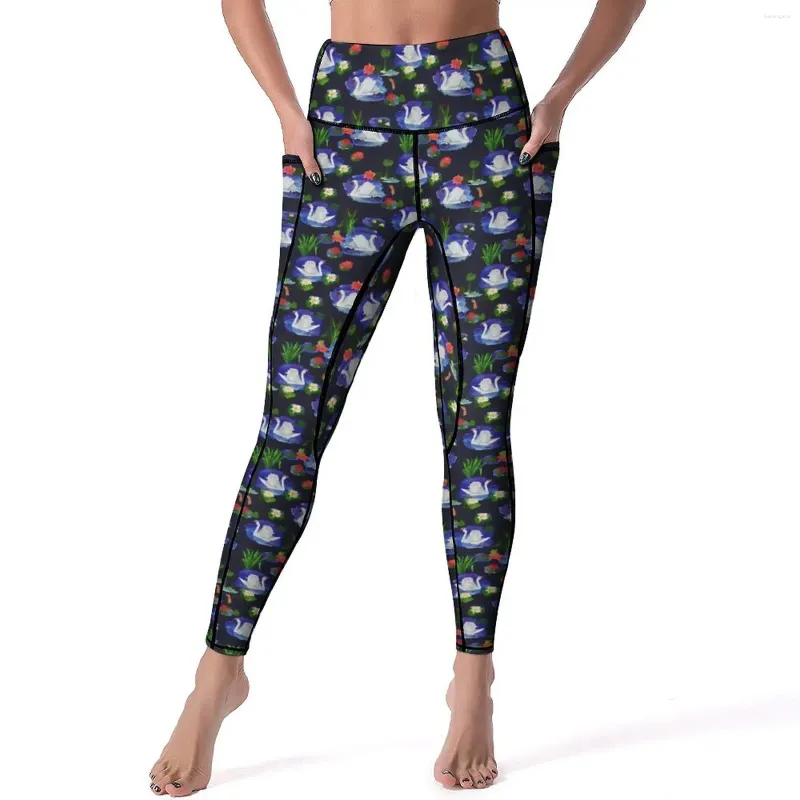 Leggings da donna Vintage Water Floral Fitness Running Pantaloni da yoga Lady Vita alta Leggins eleganti Collant sportivi con grafica elasticizzata sexy