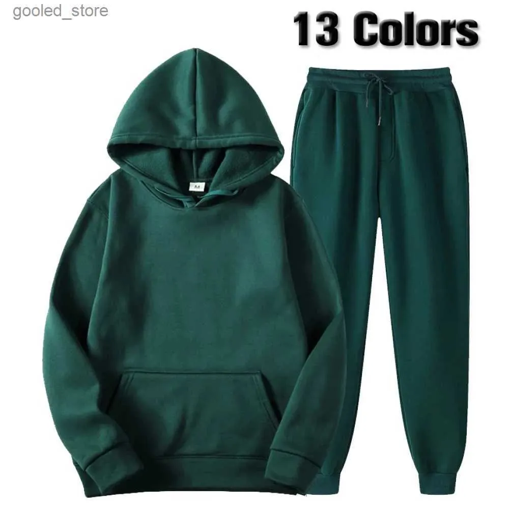 Men's Tracksuits 2023 New Autumn and Winter Fleece Sportswear Men's and Women's Casual Hoodie Couple Suit Fashion Pullover S-3XL Custom Q231025