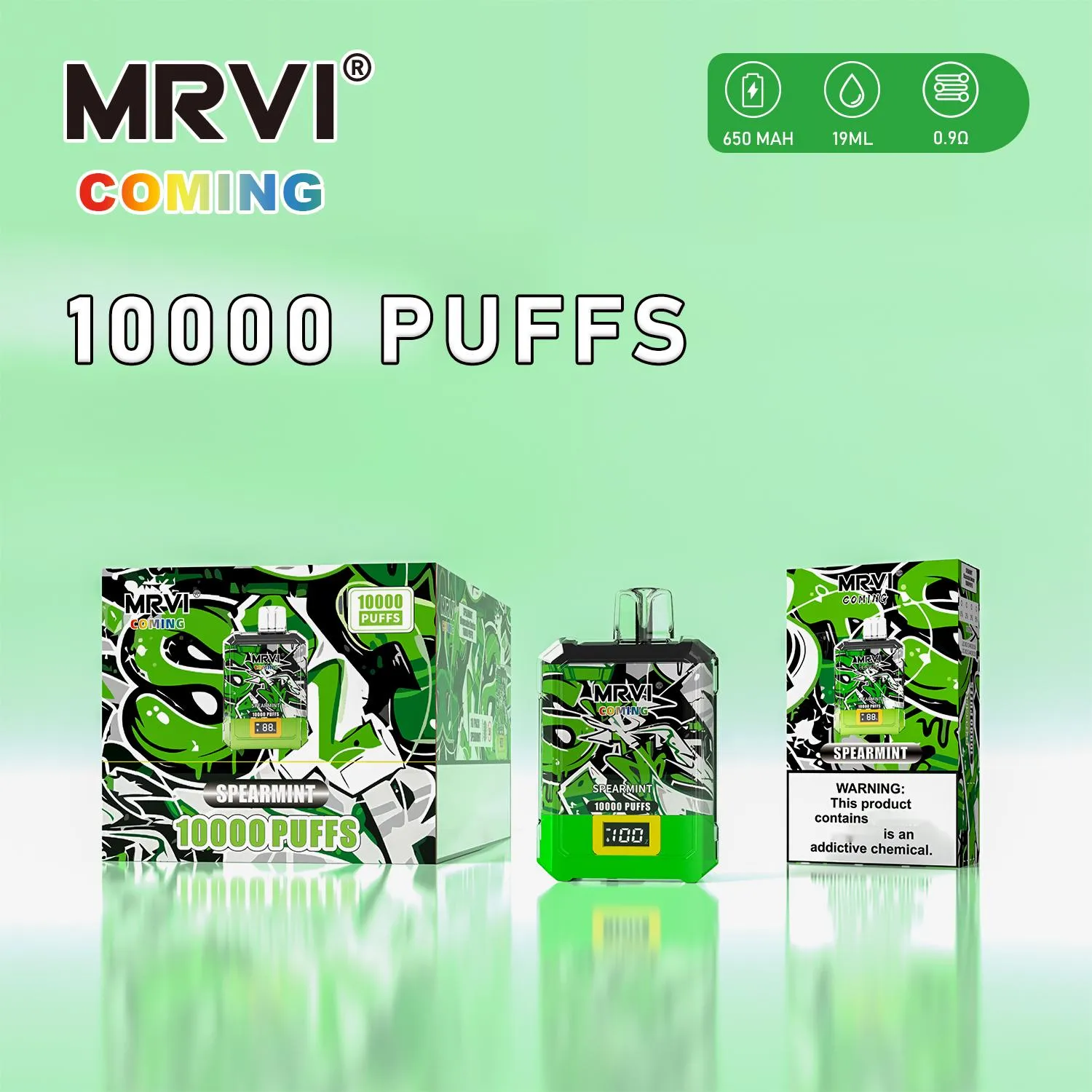 Mrvi komt eraan 10000 trekjes 10k wegwerp vape elektronische sigaretten 19 ml peulen Oplaadbare 650 mah vape-batterij Mesh Coil vapes wegwerpbladerdeeg met digitaal scherm