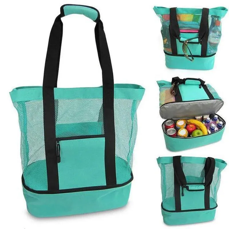 Bolsas ao ar livre Bolsa de malha de malha de malha grande acampamento ao ar livre Bolsa de armazenamento Bolsa de armazenamento Drink Alimentos Cooler Tote Bag Box 231025