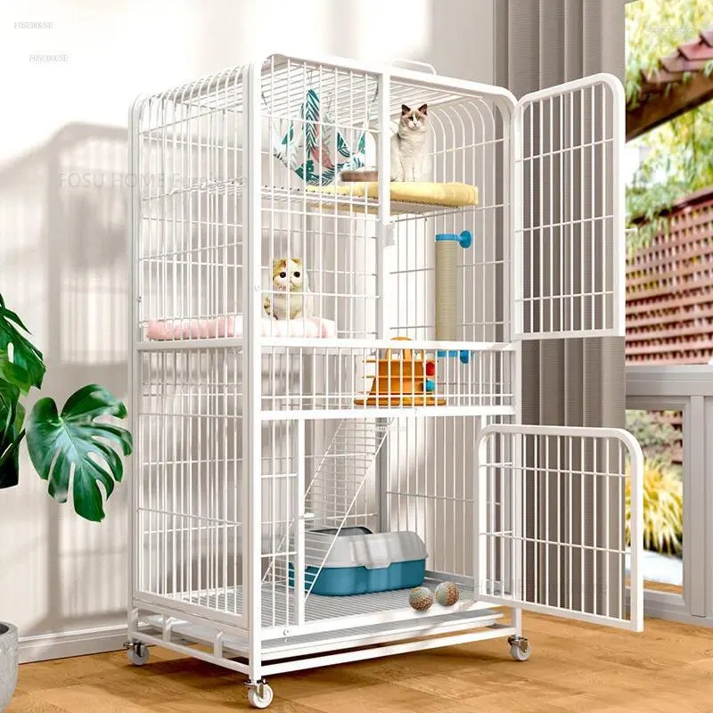 Cages porte-chats modernes, fournitures d'intérieur pour la maison, espace libre surdimensionné, Villa de luxe à trois niveaux, cadre d'escalade, maison