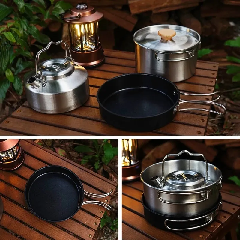 Stainless Steel Campfire Cookware Set With Storage Bag Stainless Steel Campfire Cookware Set With Storage Bag