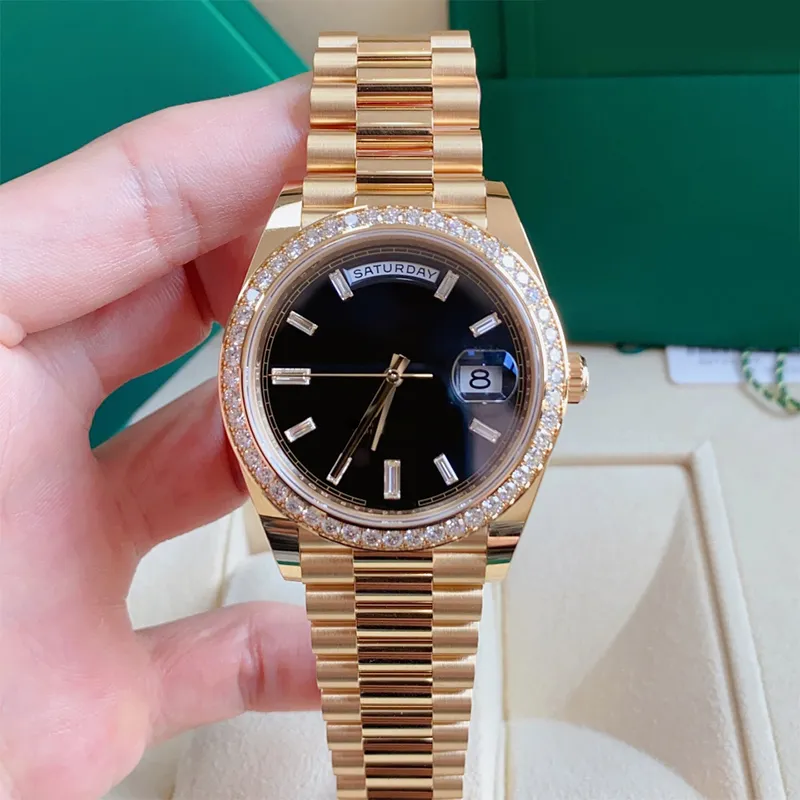 Dzień męski zegarek z Diamonds Watches Watch Watch Watch Watches 36 mm 40 mm Auto 2813 Ruch Prezydencki Bransoletka Sapphire Szklana zegarek Montres de Luxe