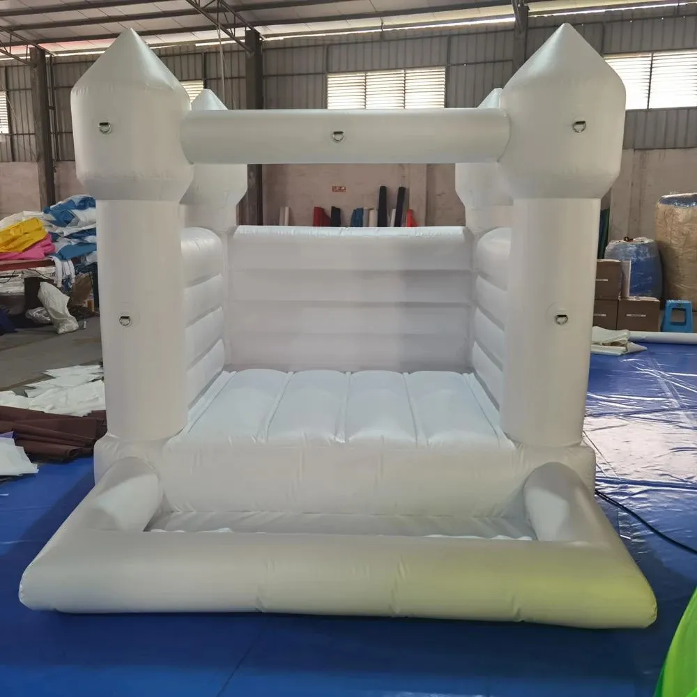 White Bounce House 10*8*8 ft Inflatable Bouncy House Castle Commercial Grade Weddingg Jumping Bed for Kids with blower free ship