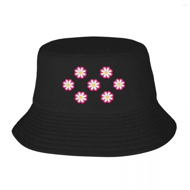 Baskar vackra små blommor (rosa prästkrag) hink hatt panama för barn bob hattar hip hop fiskare sommar strand fiske unisex mössor