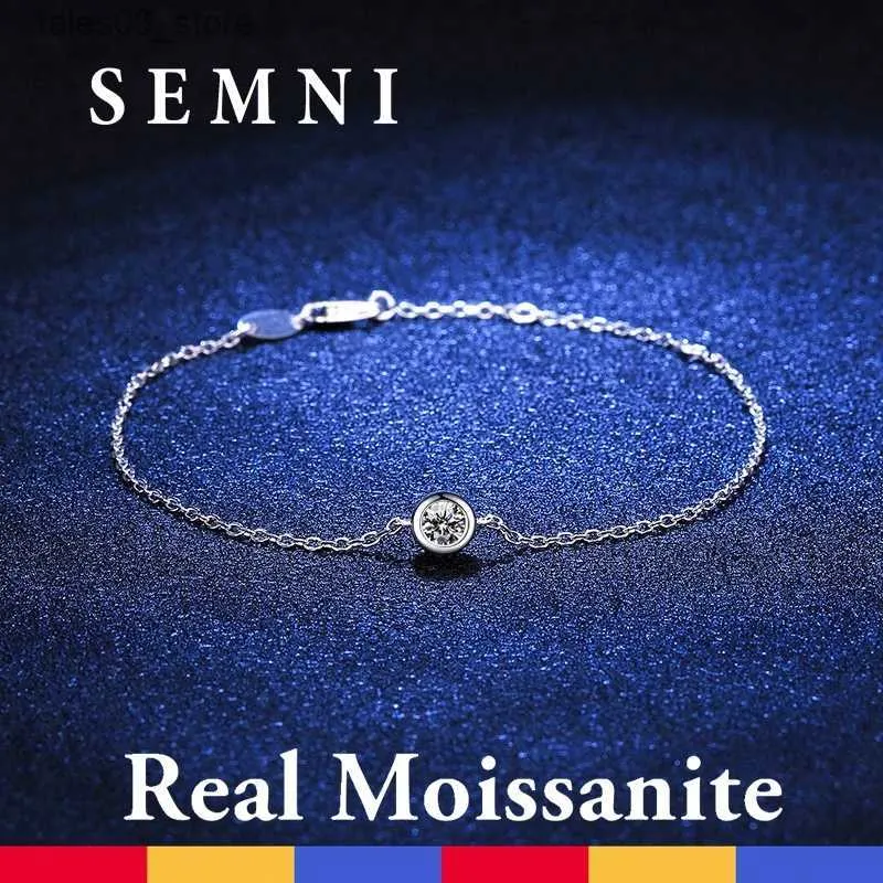 Charme Pulseiras SEMNI Atacado Real Moissanite Lucky Bubble Pulseira para Mulheres Menina PT950 Banhado S925 Sterling Silver Noble Hand Jewelry Feminino Q231025