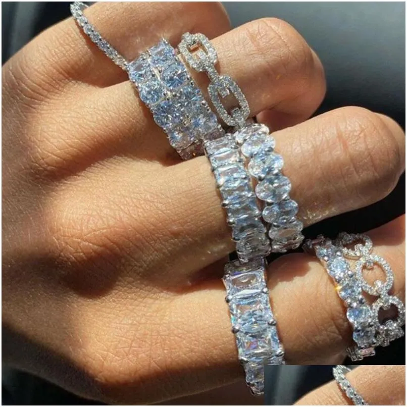 Band Ringe Kristall Ring Cz Zirkon Verlobung Hochzeit Band Ringe Für Frauen Männer Finger Party Schmuck Drop Lieferung Dhgarden Otpfh