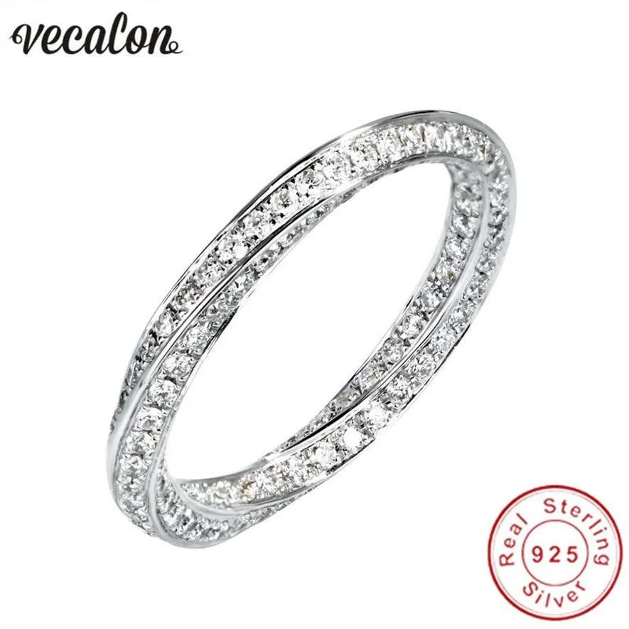 Vecalon Cross 925 Sterling Zilver Infinity ring 5A Zirkoon Cz Diamonique Engagement trouwring ringen voor vrouwen Bruidsmeisje Gift333u