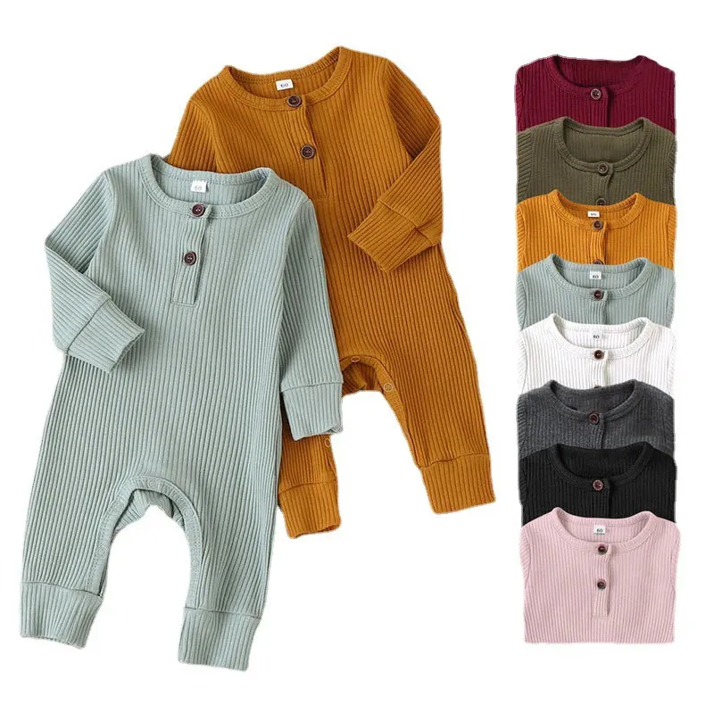 Barboteuses automne né infantile bébé garçons filles barboteuse combishort salopette coton à manches longues bébé combinaison né vêtements 231024