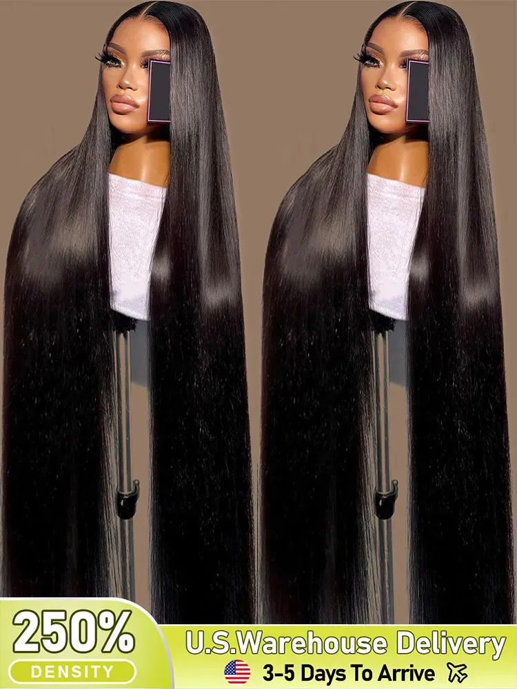 250 Плотность 30 40 -дюймовая кость прямой 13х6 HD прозрачный парики для волос Бразилия 13x4 Фронтальный парик для женщин 231024