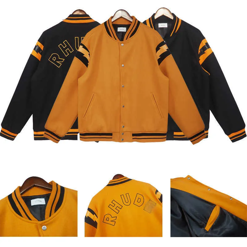 2023 Mens Felpe con cappuccio Rhude felpa con cappuccio Lettera Chaopai autunno e inverno tempo libero studente giacca pilota chaopai uomo donna rhude giacca da baseball ricamata