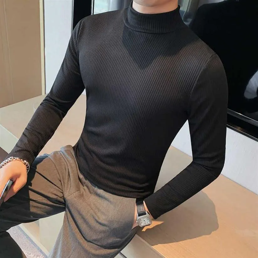T-shirty męskie plus rozmiar 4xl-m jesienne zimowe golowanie Turtleeck z długim rękawem T-koszule dla mężczyzn odzież 2022 Slim Fit Casual TE219C