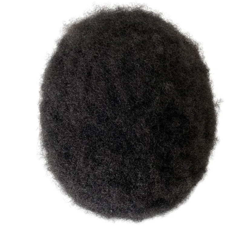 Män hår peruk män hårstycken 4mm afro kinky curl full spets toupee svart färg brasiliansk jungfru människa hår ersättare för svarta män