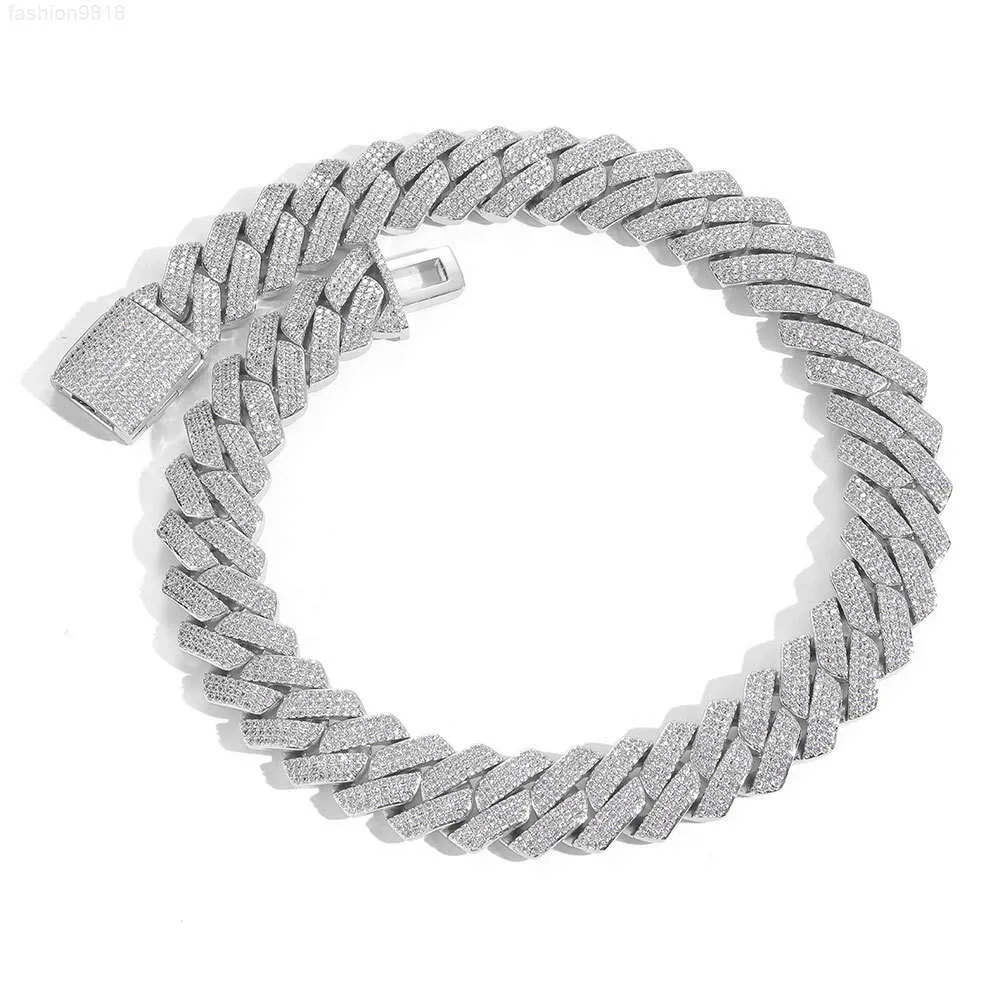 Venda hip-hop 20mm diamante cubana corrente 925 colar de prata na moda marca personalidade mosan diamante colar masculino