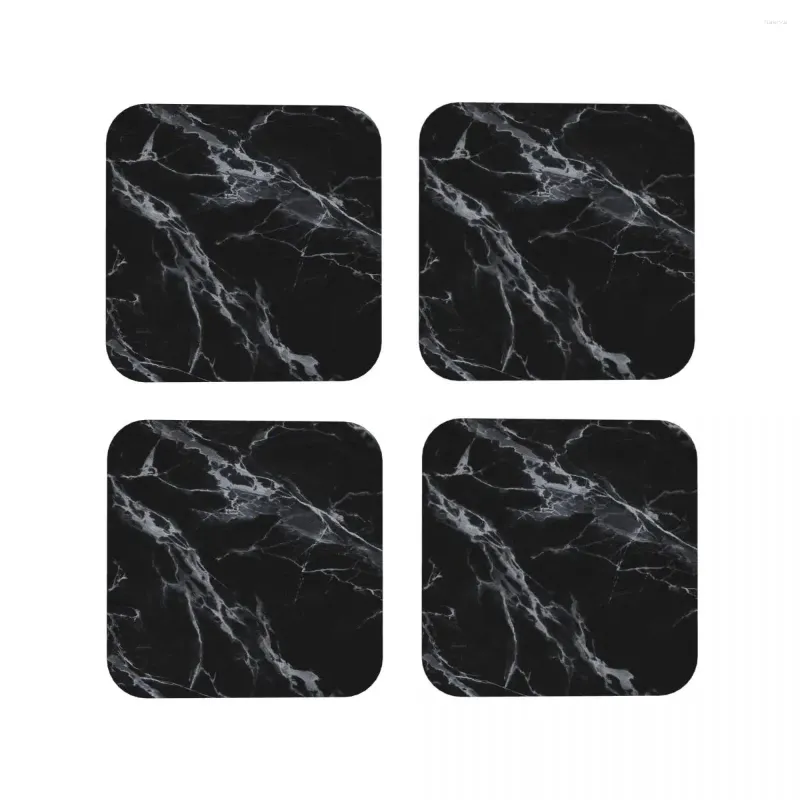 Tapis de table Sous-verres en marbre noir et blanc Ensemble de 4 sets de table Tasse Vaisselle Décoration Accessoires Tampons pour la maison Cuisine Bar