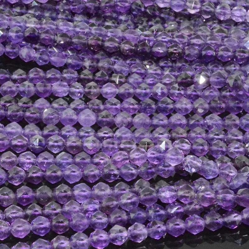 Pierres précieuses en vrac, améthyste naturelle propre, perles rondes à facettes de 6 à 6.3mm