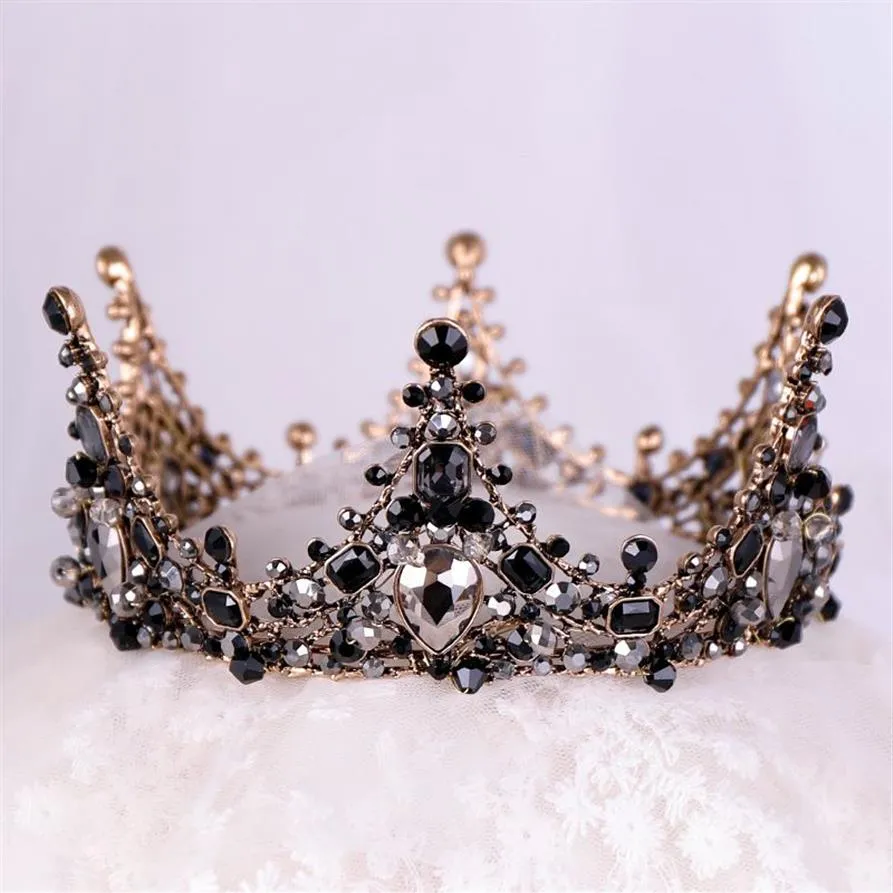 NIEUWE zwarte prinses hoofddeksels chique bruids tiara's accessoires prachtige kristallen parels bruiloft tiara's en kronen 12102254R