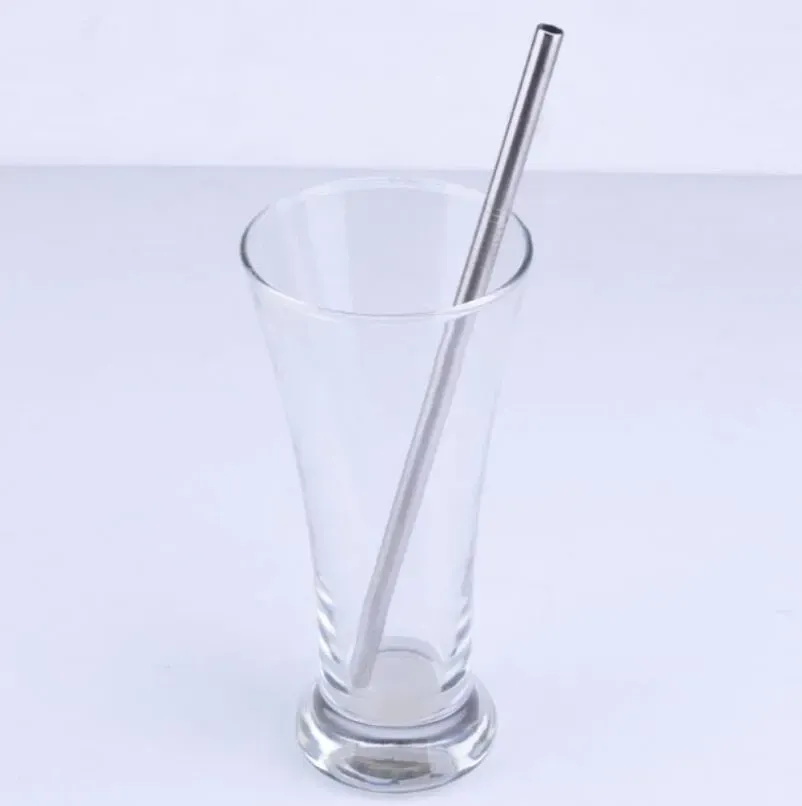 Simple Durable Stainless Steel Straight Drinking Straw Straws Metal Bar Family kitchen Diameter 6mm