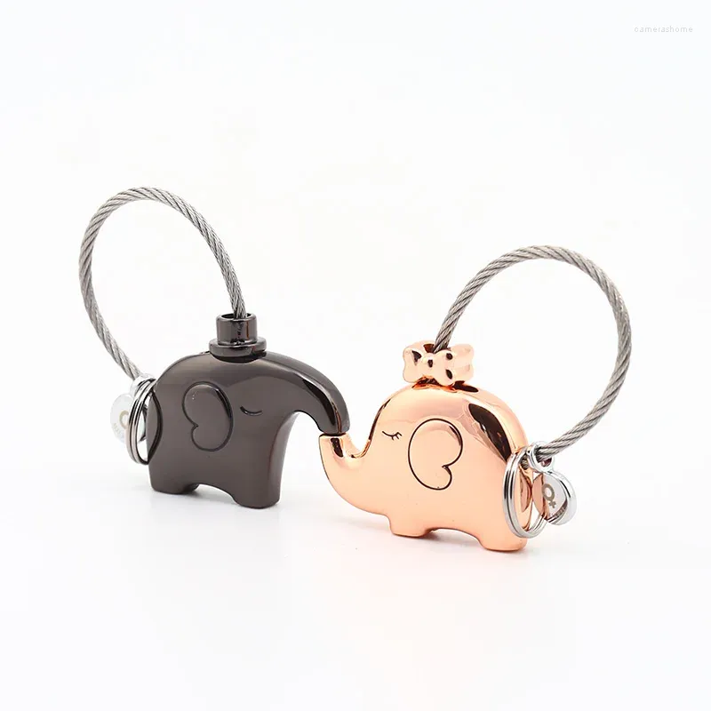 Porte-clés Milesi une paire d'éléphants couples porte-clés amoureux porte-clés sac femme charme cadeau bibelot pendentif pour chaîne de voiture K0180