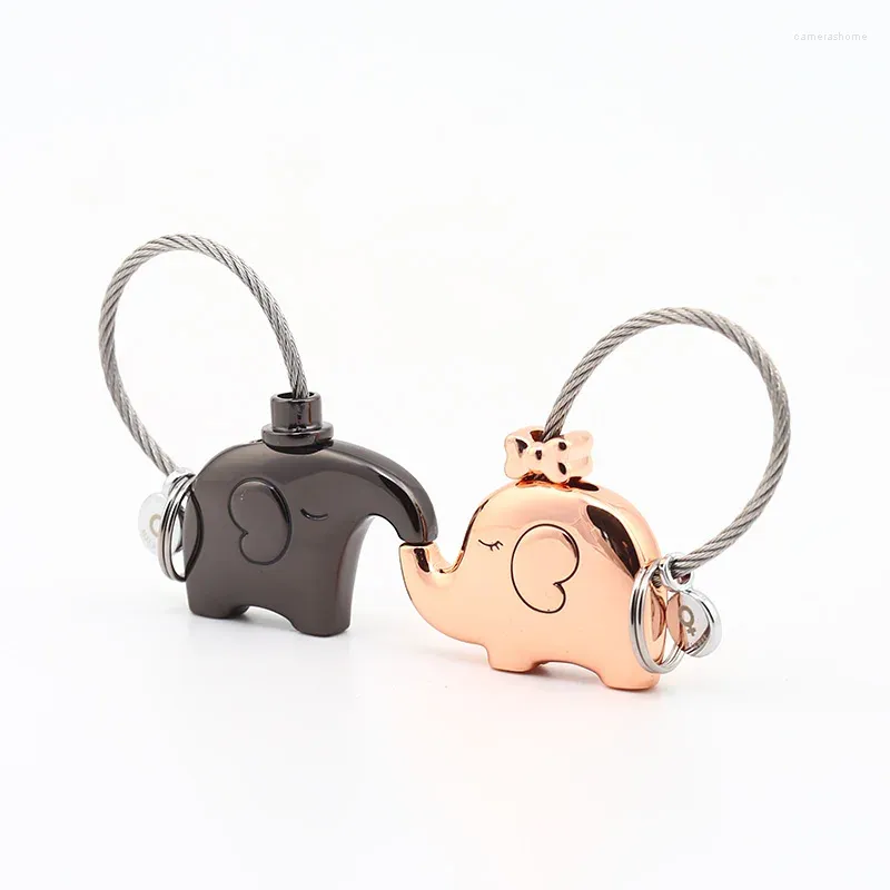 Chaveiros Milesi um par de casais de elefante chaveiro amantes chaveiro saco feminino charme presente trinket pingente para corrente de carro k0180